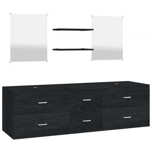 5 Piece Bathroom Furniture Set Black Engineered Wood 5 Piece Bathroom Furniture Set Black Engineered Wood
