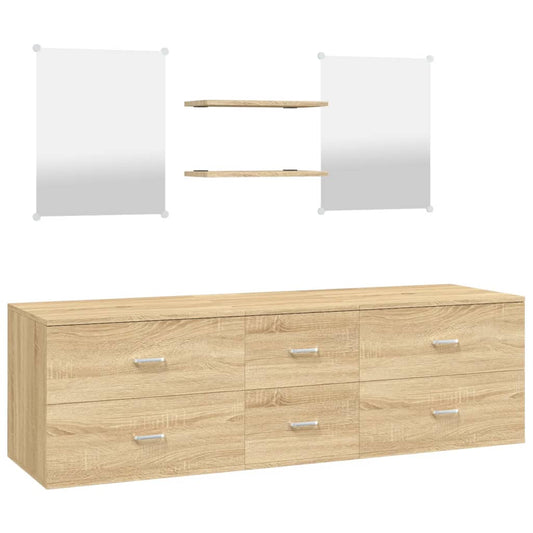 5 Piece Bathroom Furniture Set Oak Engineered Wood 5 Piece Bathroom Furniture Set Oak Engineered Wood