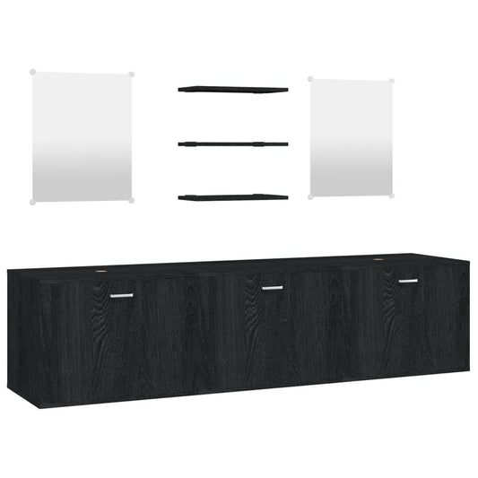 6 Piece Bathroom Furniture Set Black Engineered Wood 6 Piece Bathroom Furniture Set Black Engineered Wood