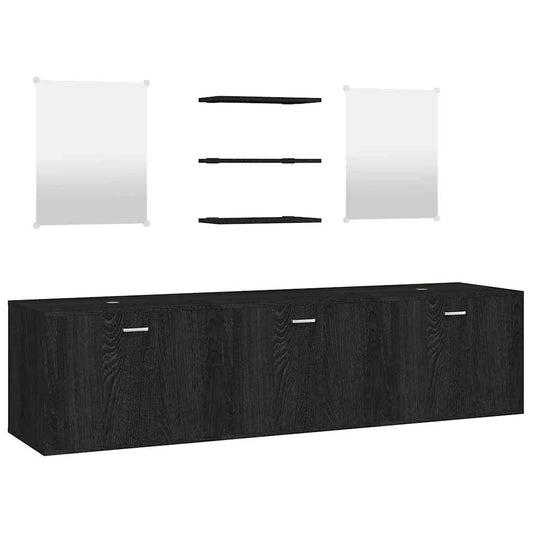 6 Piece Bathroom Furniture Set Black Engineered Wood 6 Piece Bathroom Furniture Set Black Engineered Wood