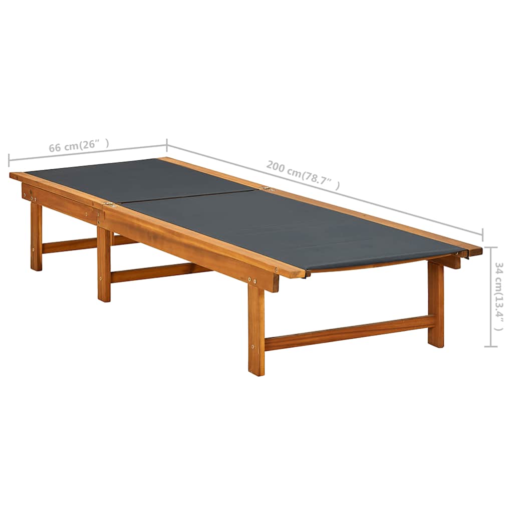 41745 vidaXL Sun Lounger Solid Acacia Wood and Textilene