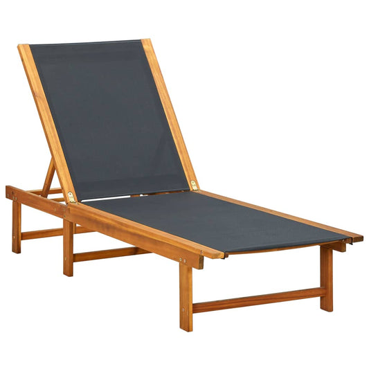 Sun Lounger with Table Solid Acacia Wood and Textilene Sun Lounger with Table Solid Acacia Wood and Textilene