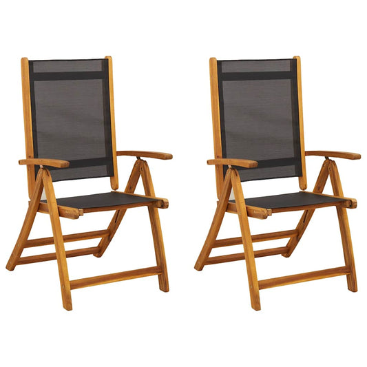 Folding Garden Chairs 2 pcs Solid Acacia Wood and Textilene Folding Garden Chairs 2 pcs Solid Acacia Wood and Textilene