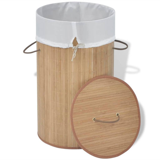 Bamboo Laundry Bin Round Natural Bamboo Laundry Bin Round Natural