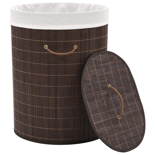 Bamboo Laundry Bin Oval Dark Brown Bamboo Laundry Bin Oval Dark Brown