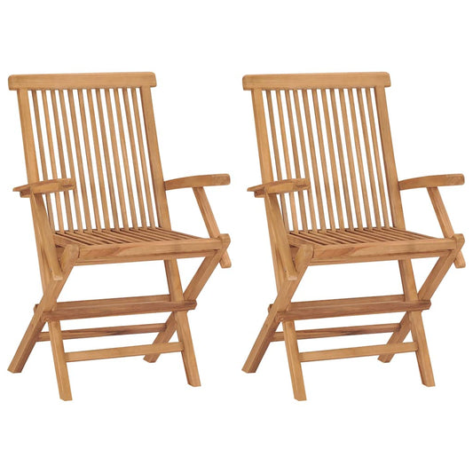 Folding Chairs 2 pcs with Armrests Teak Wood Folding Chairs 2 pcs with Armrests Teak Wood