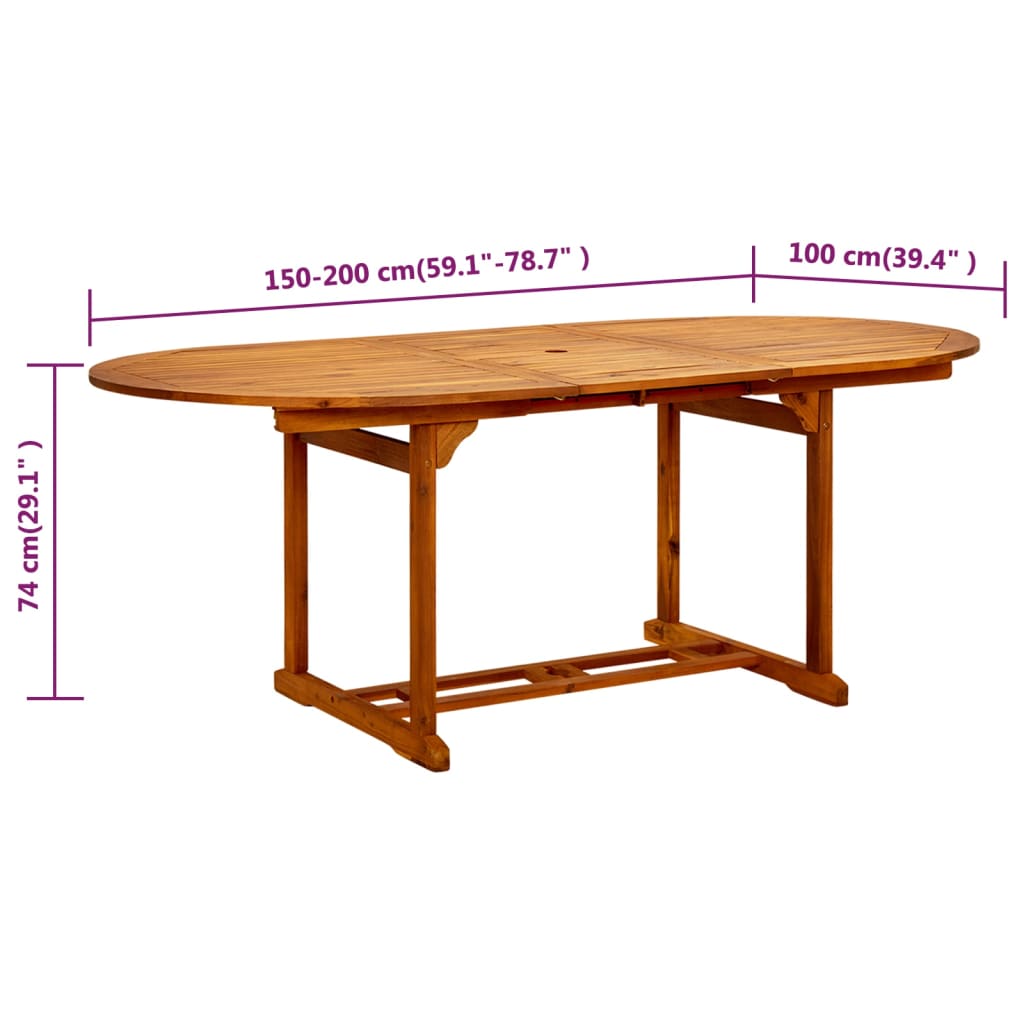 Garden Table (150-200)x100x75 cm Solid Acacia Wood