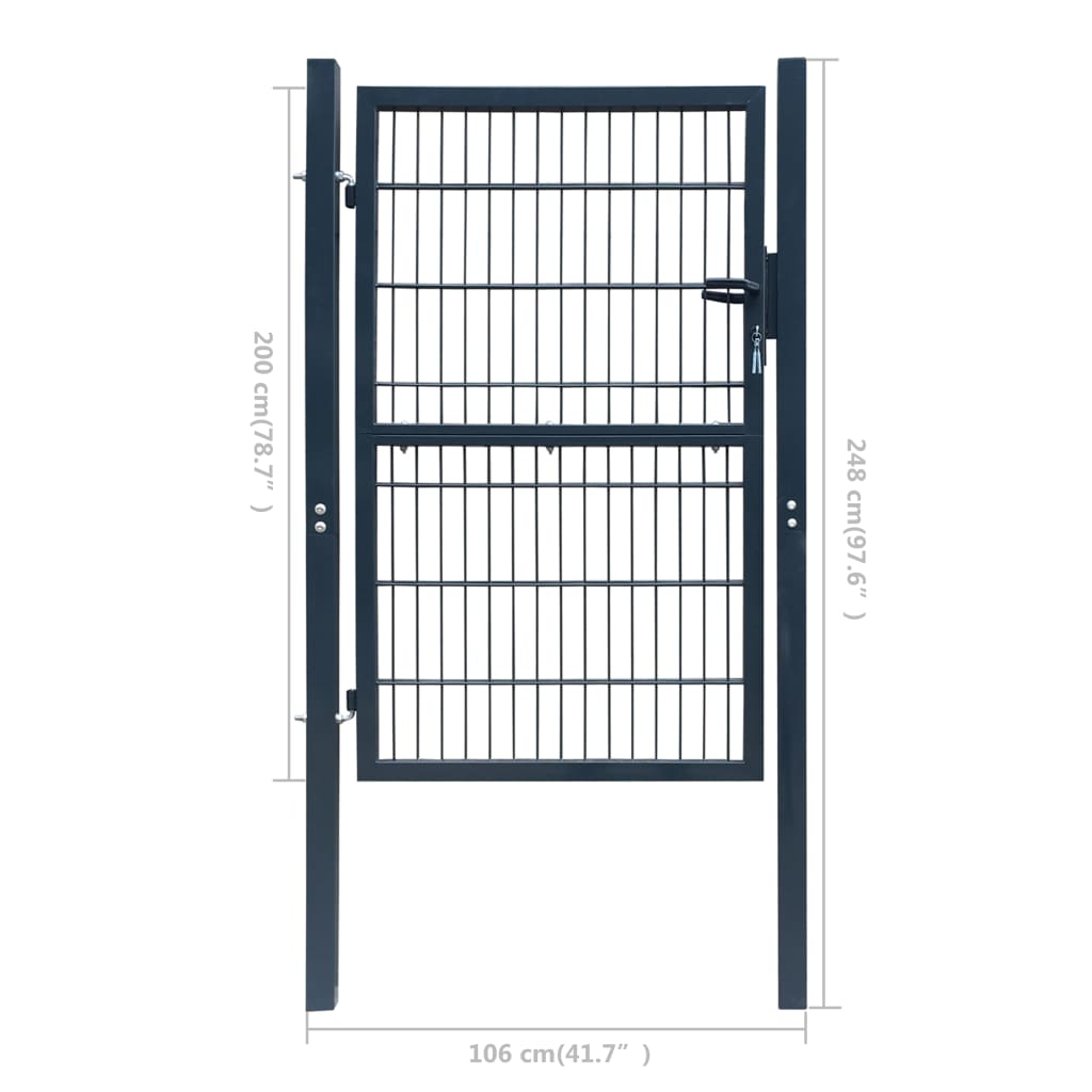 Fence Gate Steel 100x200 cm Anthracite