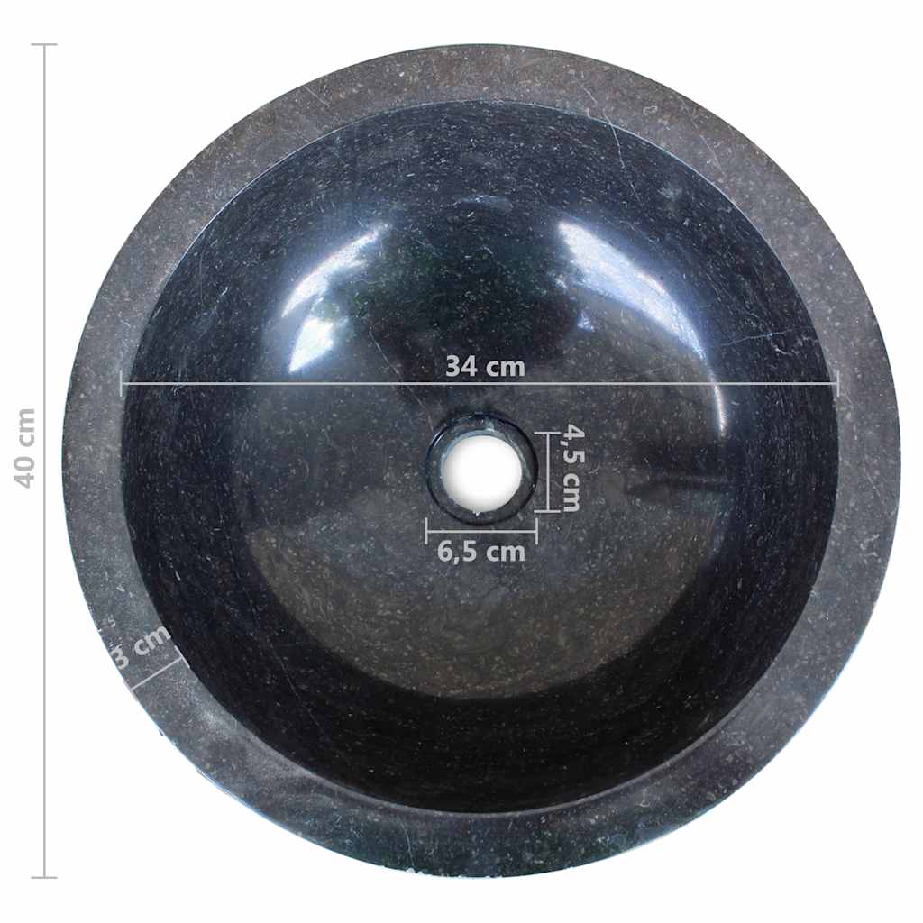 242672 vidaXL Basin Marble 40 cm Black