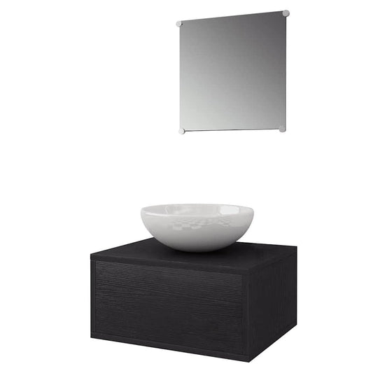 Three Piece Bathroom Furniture and Basin Set Black Three Piece Bathroom Furniture and Basin Set Black