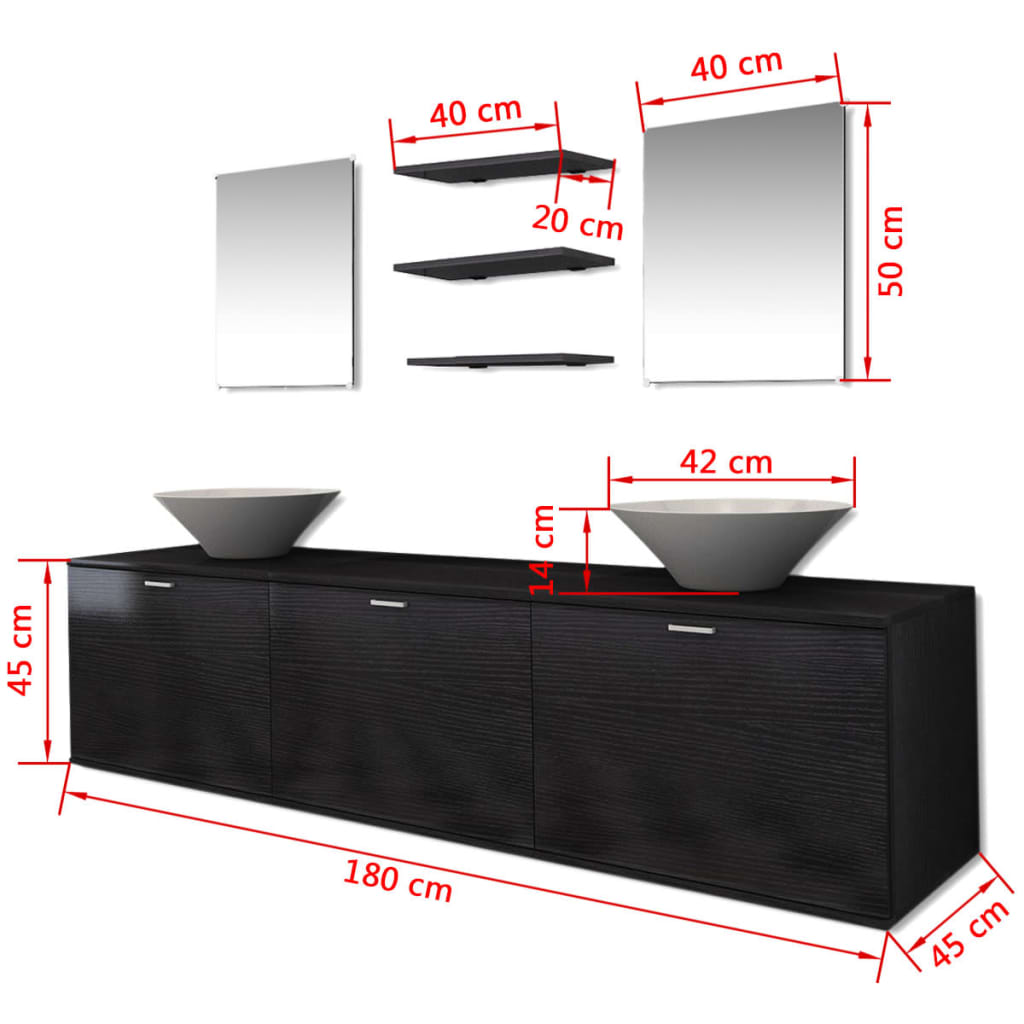 Bathroom Cabinet | Black, White | Engineered wood, Ceramic | Large