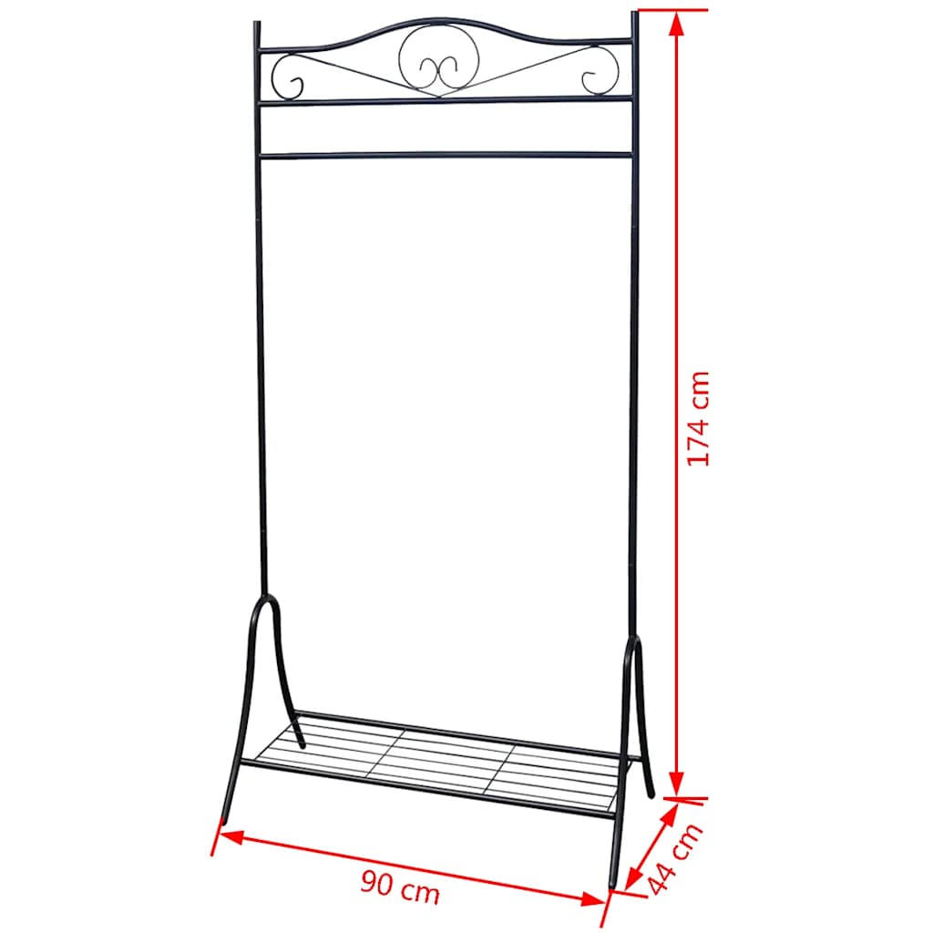 Clothing Rack | Black | Steel | 174 cm height, 90 cm length
