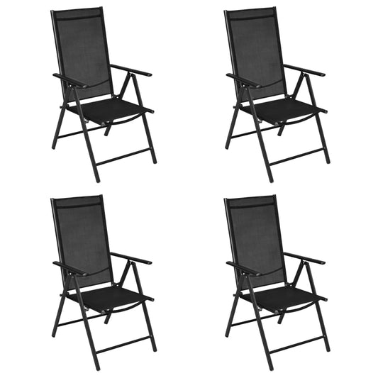 Folding Garden Chairs 4 pcs Aluminium and Textilene Black Folding Garden Chairs 4 pcs Aluminium and Textilene Black