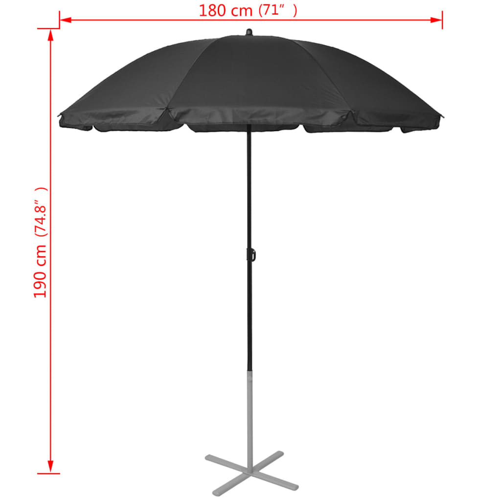 42161 vidaXL Sun Loungers with Umbrella Aluminium Black