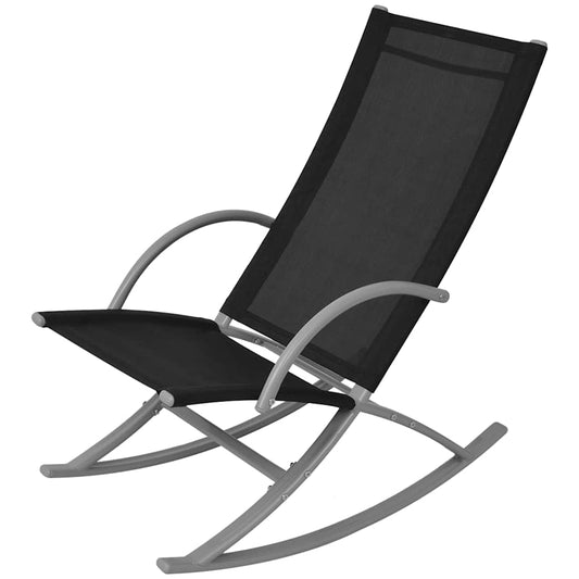 42163 vidaXL Garden Rocking Chairs 2 pcs Steel and Textilene Black 42163 vidaXL Garden Rocking Chairs 2 pcs Steel and Textilene Black