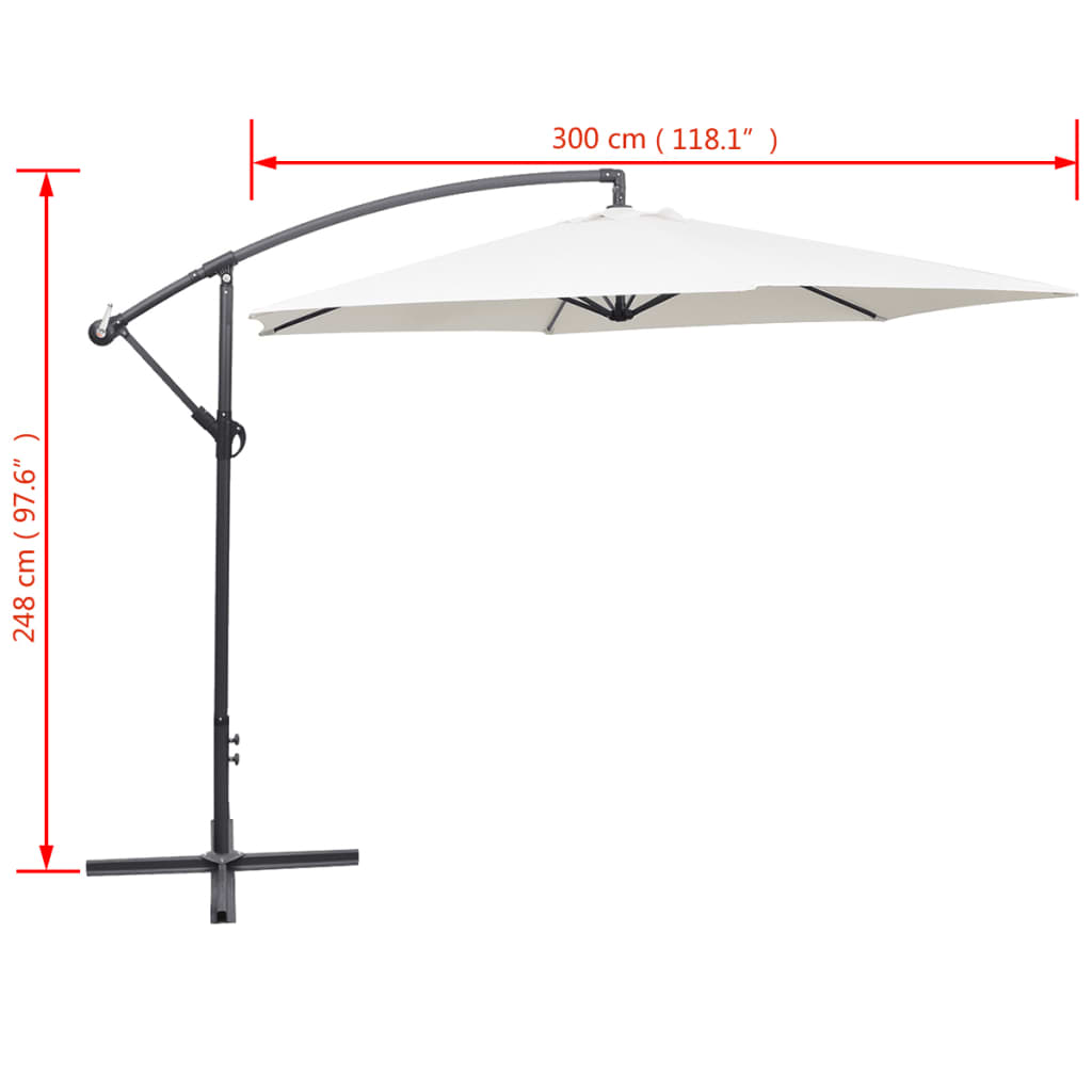 Cantilever Garden Parasol | Sand White | Polyester | Large