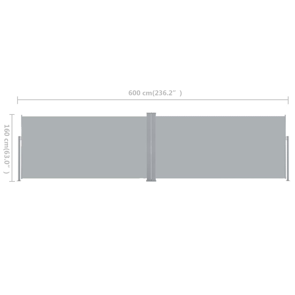 42180 vidaXL Retractable Side Awning 160x600 cm Grey