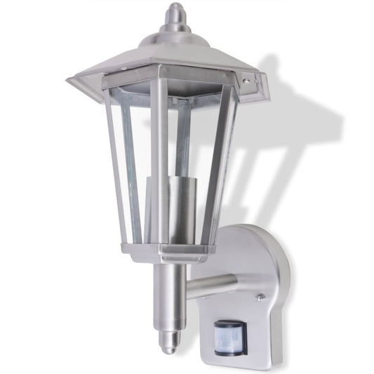 Outdoor Uplight Wall Lantern with Sensor Stainless Steel Outdoor Uplight Wall Lantern with Sensor Stainless Steel