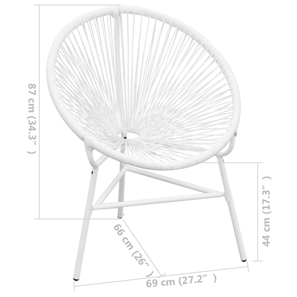 42072 vidaXL Garden String Moon Chair Poly Rattan White