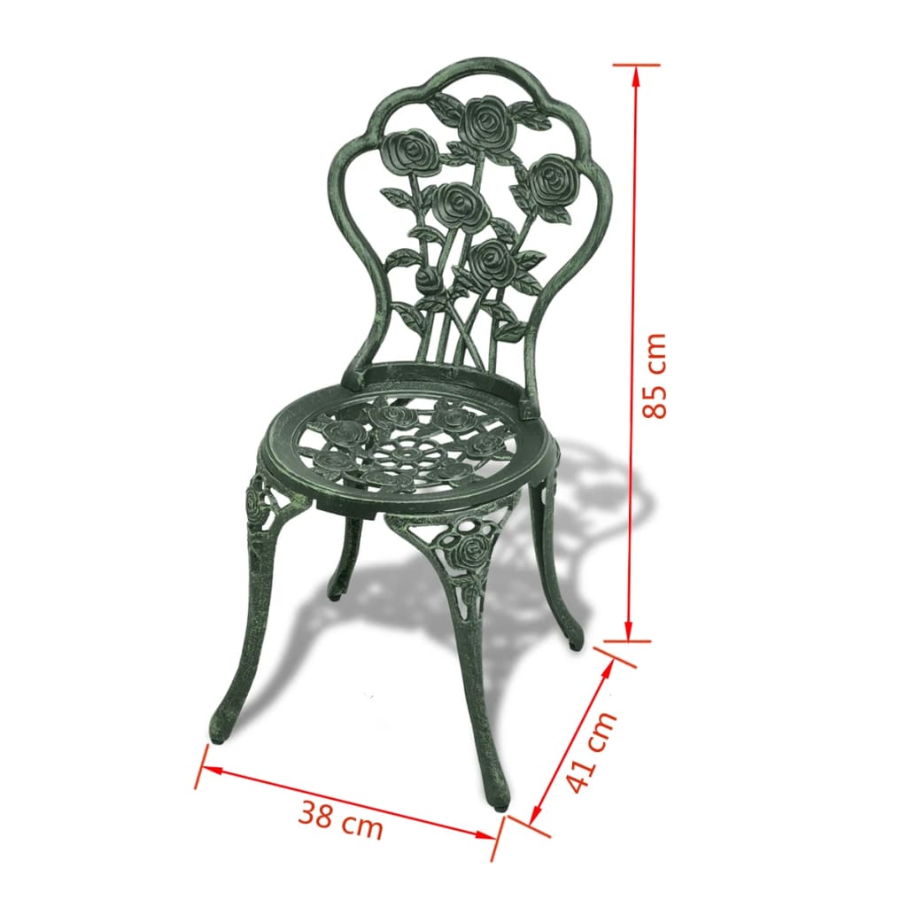 42164 vidaXL 3 Piece Bistro Set Cast Aluminium Green