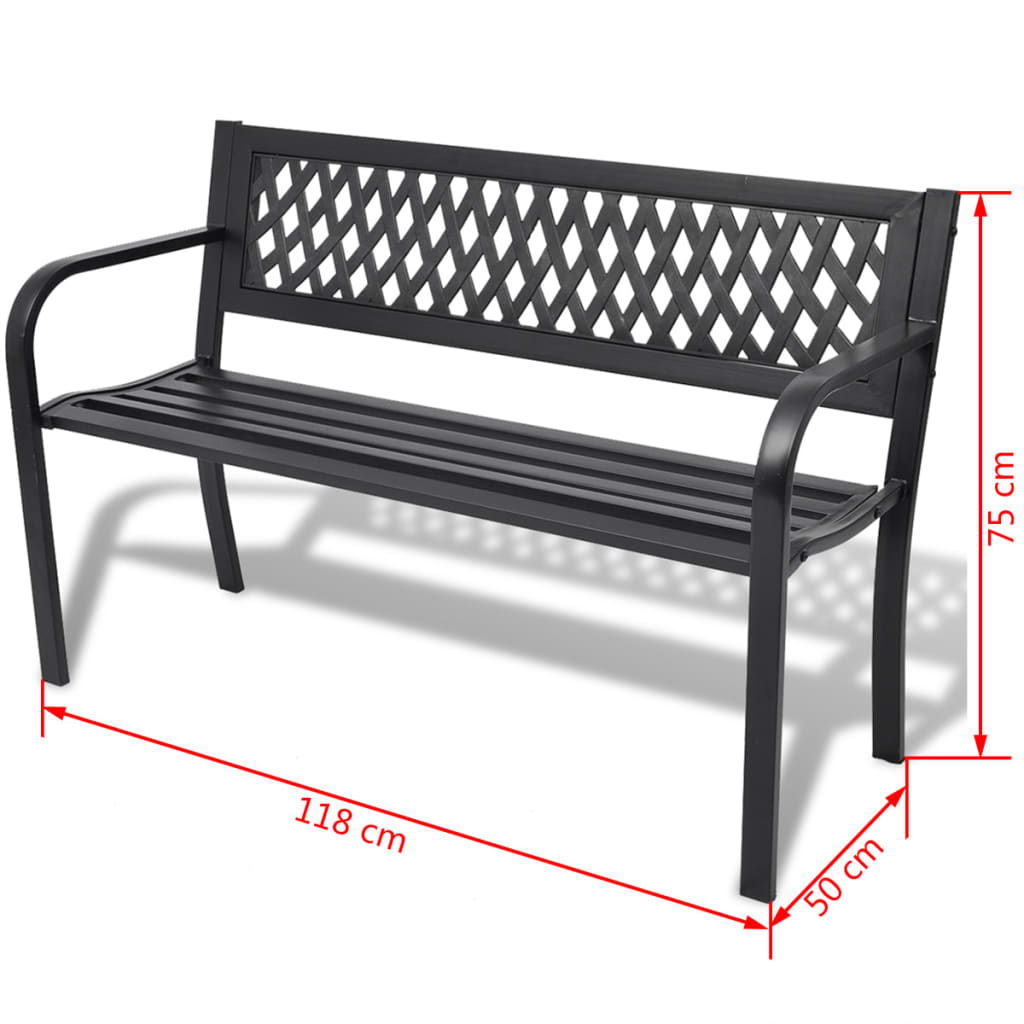 42169 vidaXL Garden Bench 118 cm Steel Black