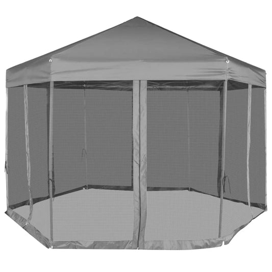 Hexagonal Pop-Up Marquee with 6 Sidewalls Grey 3.6x3.1 m Hexagonal Pop-Up Marquee with 6 Sidewalls Grey 3.6x3.1 m