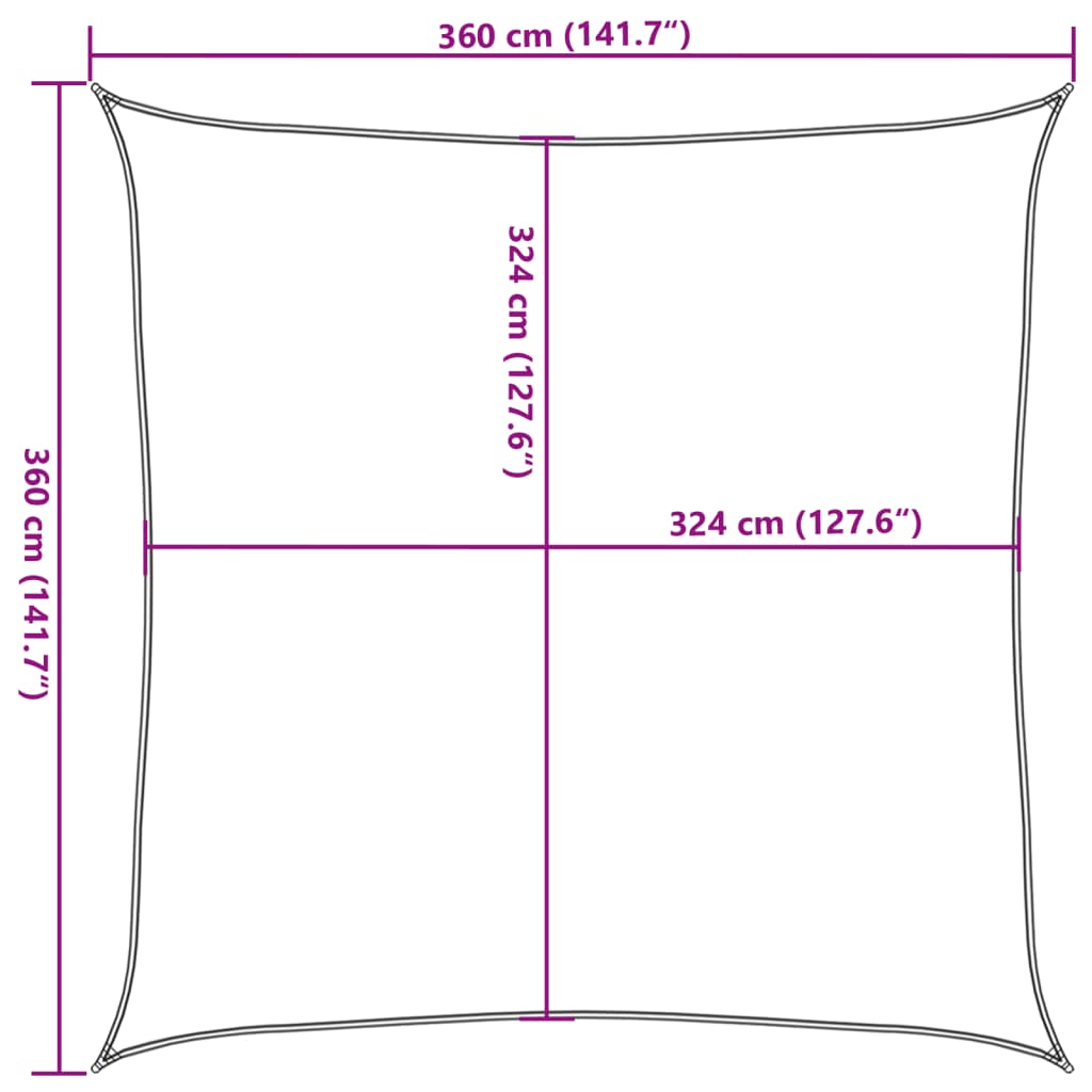 Sunshade Sail HDPE Square 3.6x3.6 m Anthracite