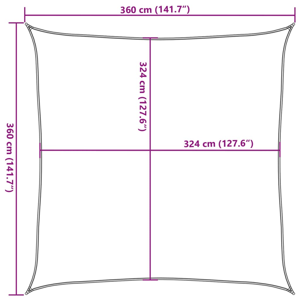 Sunshade Sail HDPE Square 3.6x3.6 m Cream