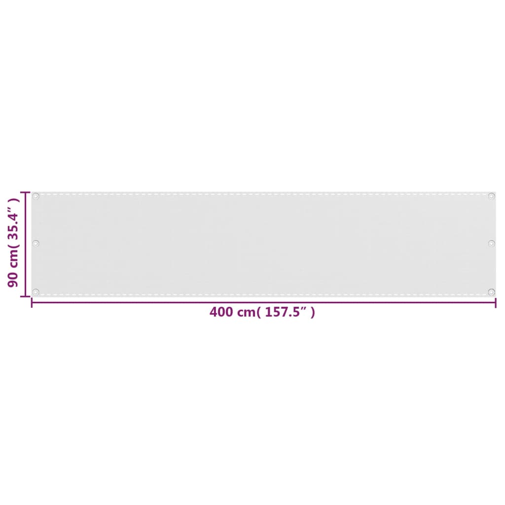 Balcony Screen HDPE 90x400 cm White