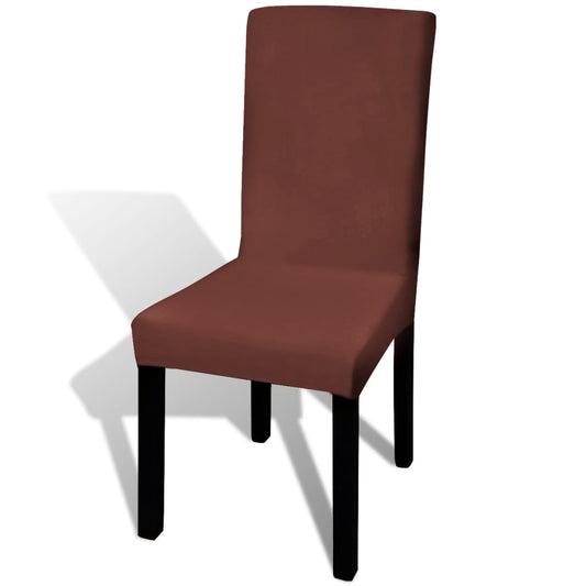 Straight Stretchable Chair Cover 4 pcs Brown Straight Stretchable Chair Cover 4 pcs Brown