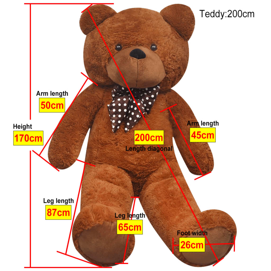 80145 vidaXL Teddy Bear Cuddly Toy Plush Brown 170 cm