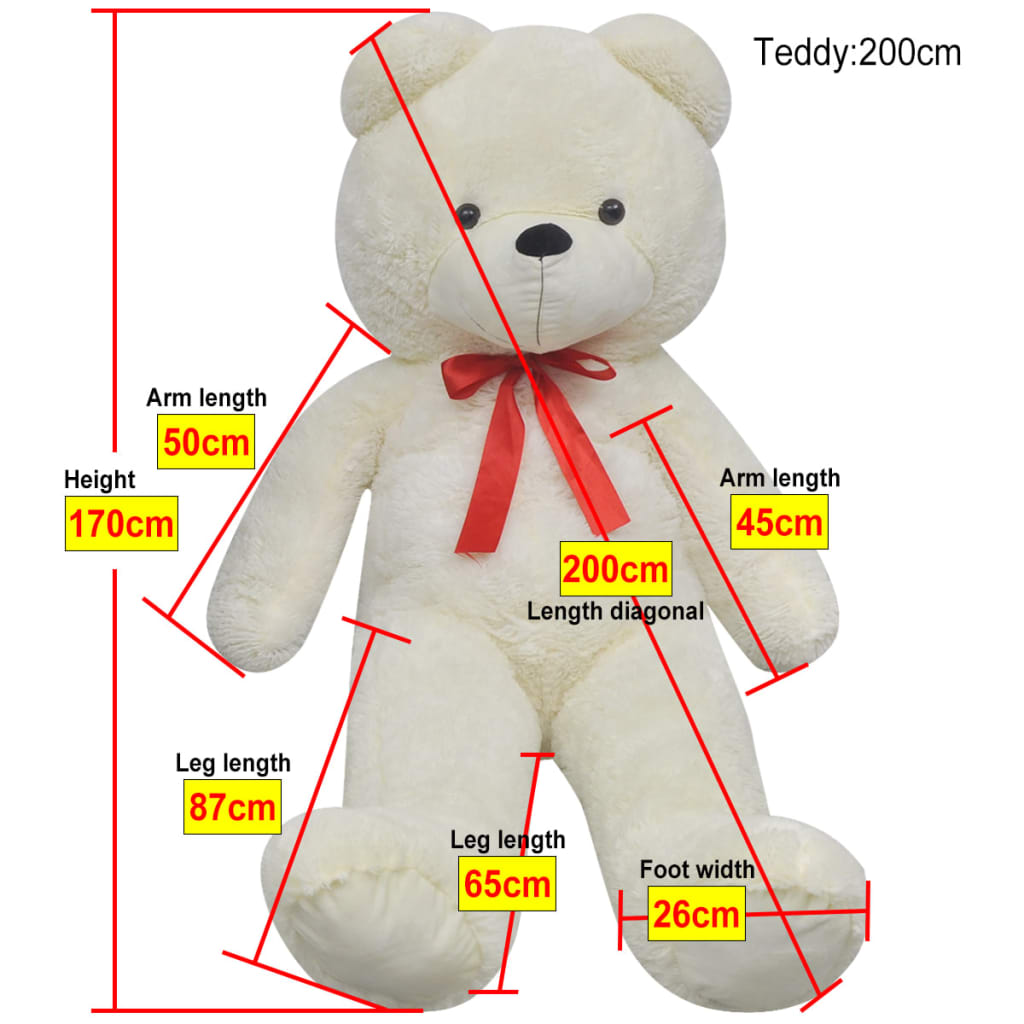 80146 vidaXL Teddy Bear Cuddly Toy Plush White 170 cm