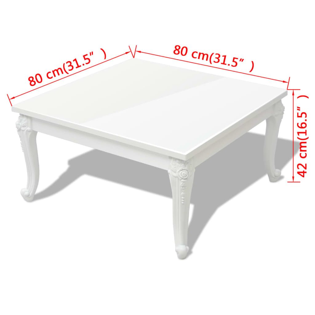 243379 vidaXL Coffee Table 80x80x42 cm High Gloss White