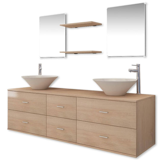Bathroom Cabinet | Beige, White, Silver | Engineered wood, Ceramic, Brass Bathroom Cabinet | Beige, White, Silver | Engineered wood, Ceramic, Brass