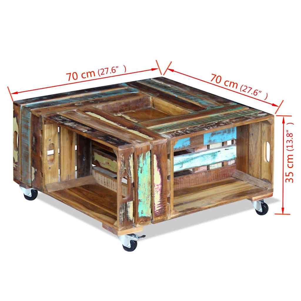 243306 vidaXL Coffee Table Solid Reclaimed Wood 70x70x35 cm