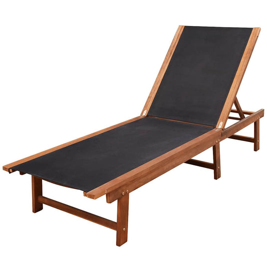 Sun Loungers 2 pcs with Table Solid Acacia Wood and Textilene Sun Loungers 2 pcs with Table Solid Acacia Wood and Textilene