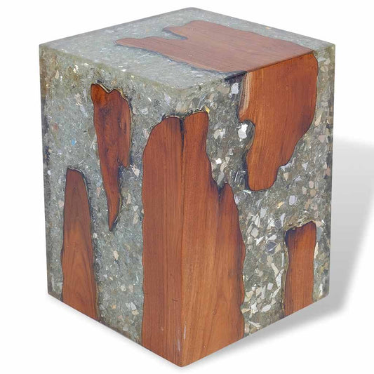 Stool Solid Teak Wood and Resin Stool Solid Teak Wood and Resin