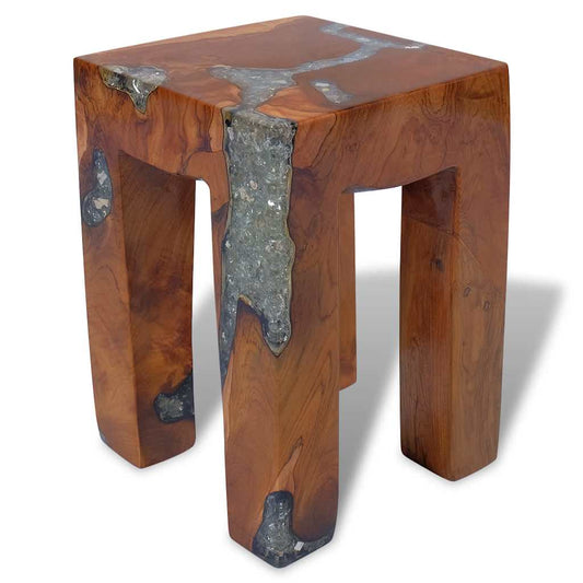 Stool Solid Teak Wood and Resin Stool Solid Teak Wood and Resin