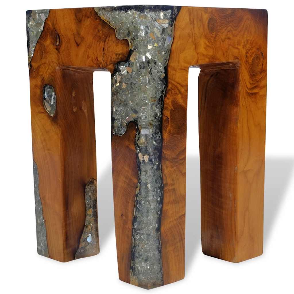 243470 vidaXL Stool Solid Teak Wood and Resin