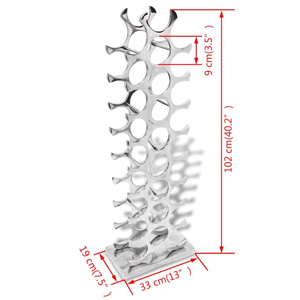 243503 vidaXL Wine Rack Aluminium Silver 27 Bottles