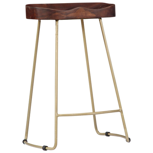 Bar Chair | Set of 2 | Walnut brown and brass Bar Chair | Set of 2 | Walnut brown and brass