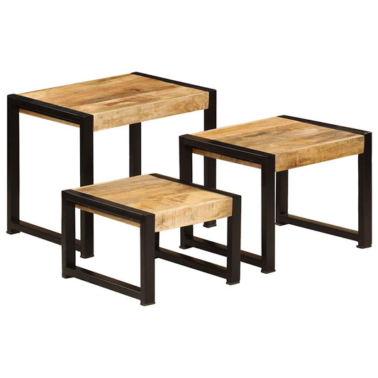 247404 vidaXL Nesting Tables 3 pcs Solid Mango Wood 247404 vidaXL Nesting Tables 3 pcs Solid Mango Wood