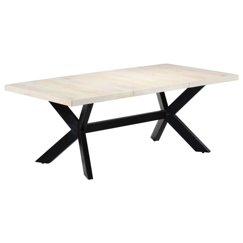 247428 vidaXL Dining Table White 200x100x75 cm Solid Mango Wood