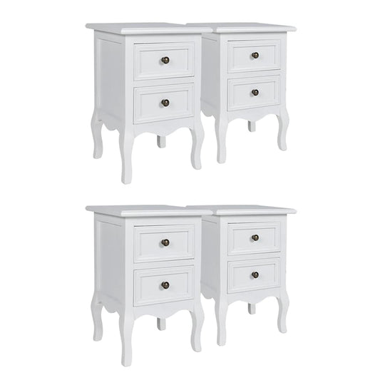 Nightstands 4 pcs with 2 Drawers MDF White Nightstands 4 pcs with 2 Drawers MDF White