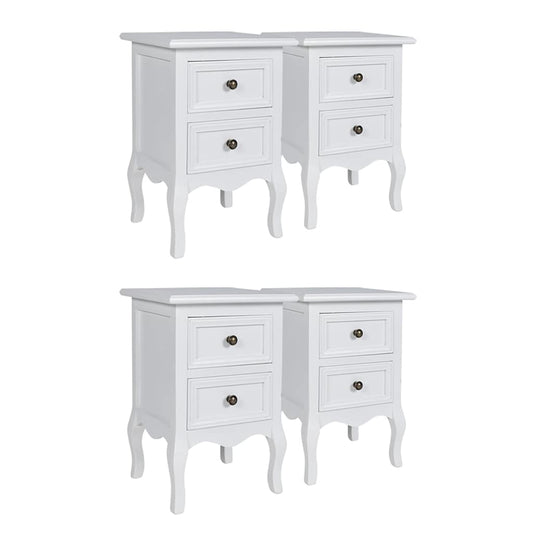 Nightstands 4 pcs with 2 Drawers MDF White Nightstands 4 pcs with 2 Drawers MDF White