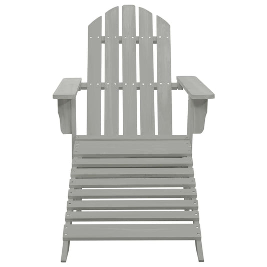 Garden Chair with Ottoman Wood Grey Garden Chair with Ottoman Wood Grey