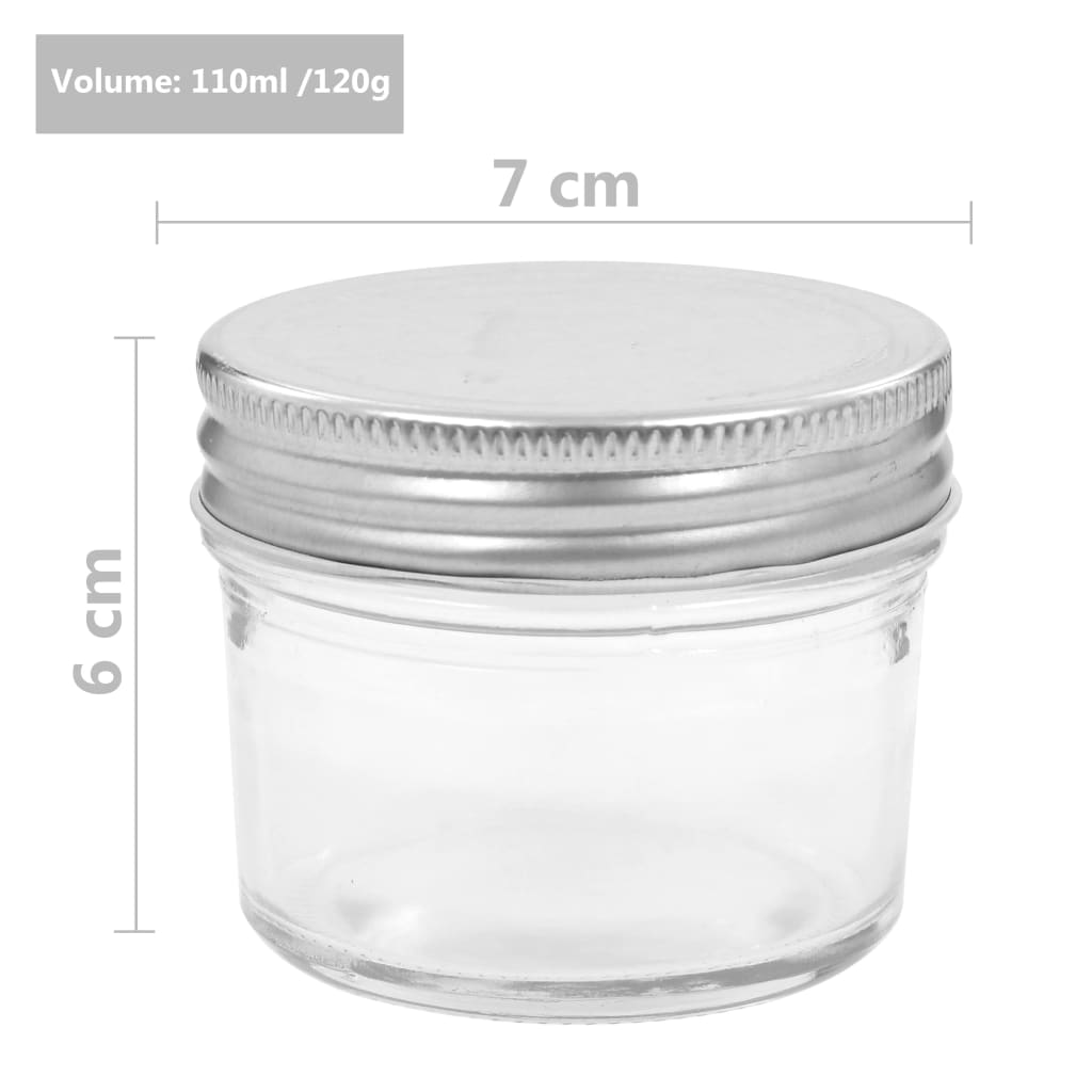 Glass Jam Jars with Silver Lids 96 pcs 110 ml