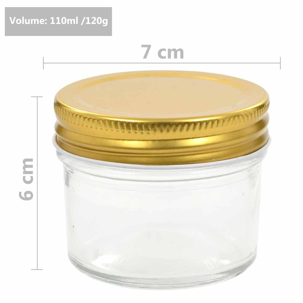 50797 vidaXL Glass Jam Jars with Gold Lid 96 pcs 110 ml