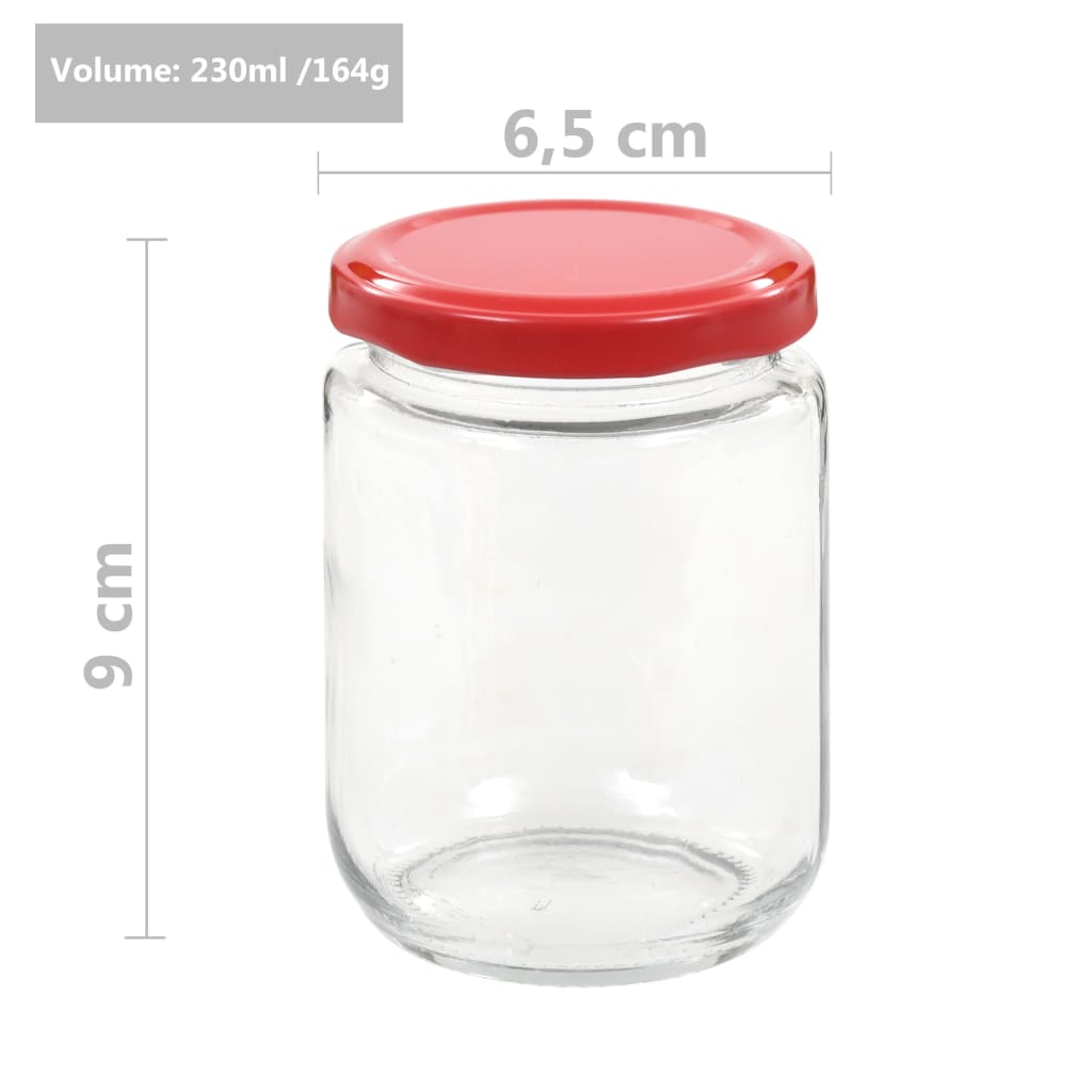 50801 vidaXL Glass Jam Jars with Red Lid 96 pcs 230 ml
