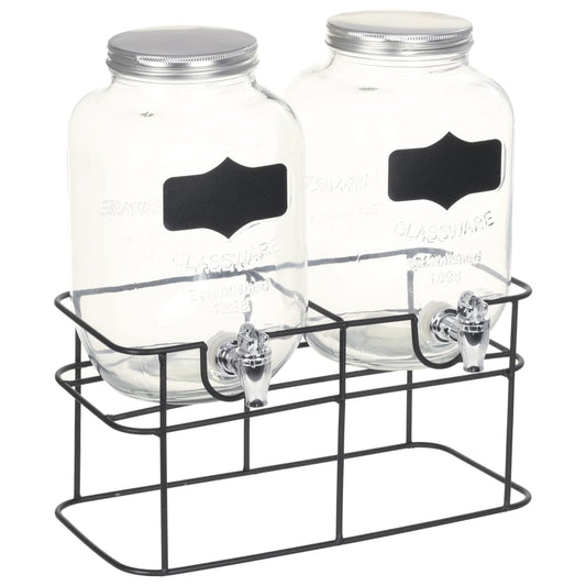 Beverage Dispensers 2 pcs with Stand 2 x 4 L Glass Beverage Dispensers 2 pcs with Stand 2 x 4 L Glass